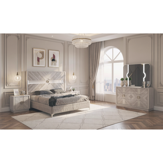 Sunvega Eternity Traditional Style 2-Drawer Nightstand with Gold Accents