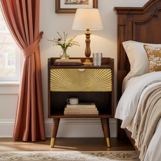 Sunvega Manila Gold One Drawer Nightstand with Clean Lines and Contemporary Aesthetic