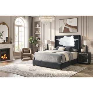 Sunvega Modern Luxury Nightstand with Sleek Metal Handles and Two Storage Drawers