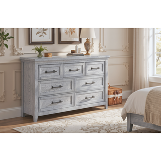 Sunvega Light Gray Finish Transitional Nightstand with Two Drawers and Metal Pulls