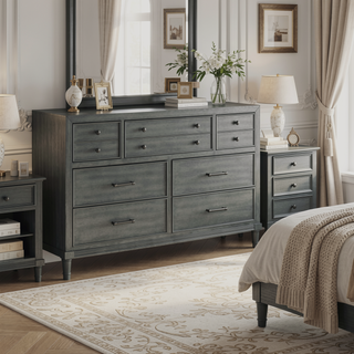 Sunvega Gray Finish Nightstand with Dovetail Drawers for Bedroom Furniture