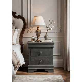 Sunvega Blaze Modern White Wood Nightstand with Two Drawers and Textured Finish