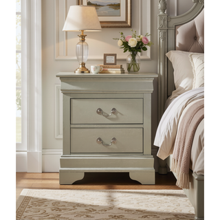Sunvega Elegant Silver Champagne Nightstand with Rich Finish and Easy Cleaning