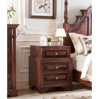 Sunvega Cappuccino Nightstand with Curved Drawer Fronts and Real Wood Veneers