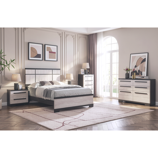 Sunvega Modern Contemporary Style Ebony Cream Finish Six Drawers Wooden Dresser