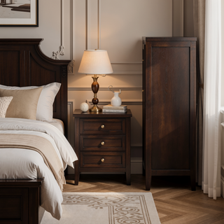 Sunvega Warm Brown Chest with Five Spacious Drawers and Silver Handles