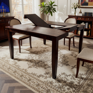 Sunvega Dark Espresso Mango Wood Counter Table with Self-Storing Leaf