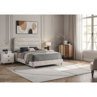Sunvega Contemporary Antique White Nightstand with Two Drawers and Rounded Edges
