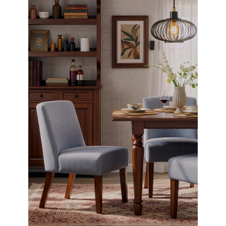 Sunvega Fabric Accent Chair Set of 2 with Round Wood Table for Bedroom