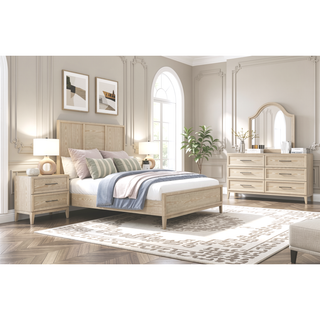 Sunvega Light Brown Finish Contemporary Style 2-Drawer Bedside Table with Ball Bearing Glides