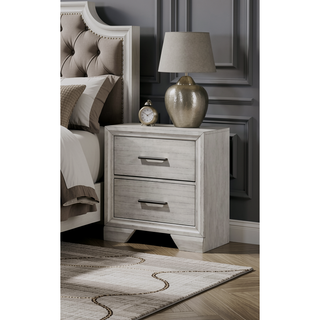 Sunvega Two Drawer Nightstand with Contemporary Style and Dark Wood Finish