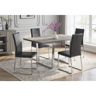 Sunvega Taupe Laminate Dining Table with Chrome Metal Legs for Kitchen