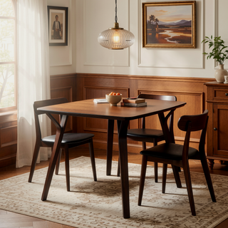 Sunvega Mid-Century Modern Walnut Wood Dining Table with Splayed Tapered Legs