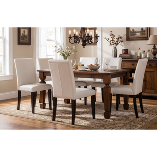 Sunvega 5 Piece Dining Set with Upholstered Chairs Bench and Faux Marble Tabletop