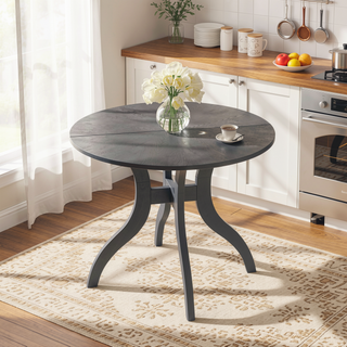 Sunvega Premium Oak Round Dining Table with Pedestal Base for 2-4 Seaters