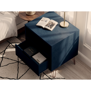 Sunvega Mid-Century Modern Pink Nightstand with Drawer and Open Shelf