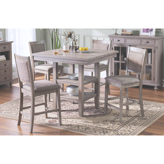Sunvega Counter Height Dining Set with Shelve Base Table and Ladder Back Chairs