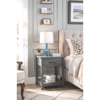 Sunvega Modern Gray Nightstand with Durable Construction for Bedroom