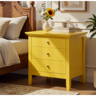 Sunvega Vibrant Casual Yellow Nightstand with Durable Materials and No Assembly Needed