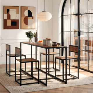 Sunvega Industrial Dining Table Set for Two with Chairs and Footrest