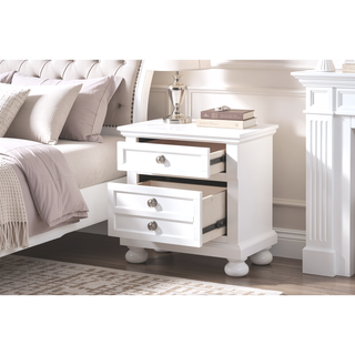 Sunvega White Wood Veneer Nightstand with Felt Lined Drawer for Bedroom