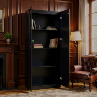 Sunvega Modern Free Standing Wardrobe Closet with 4 Adjustable Shelves for Bedroom