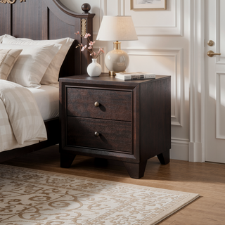 Sunvega Madison Espresso Finish Nightstand with 2 Large Storage Drawers and Wood Frame