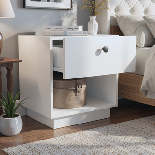 Sunvega Paris Nightstand with Drawer and Open Shelf for Bedroom Storage
