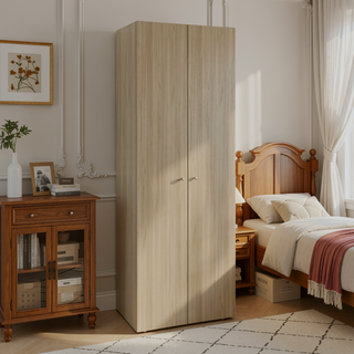 Sunvega Two-Door Compact Wardrobe with Fixed Shelves for Bedroom Storage