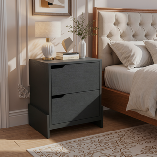 Sunvega Modern Nightstand with Two Spacious Drawers and Sleek Base