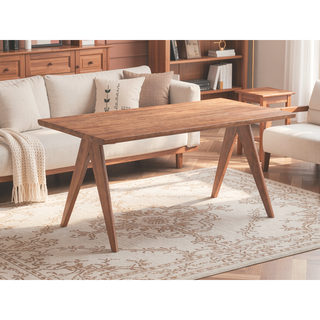 Sunvega Mid-Century Modern Rattan Bench with Natural Finish for Kitchen Dining