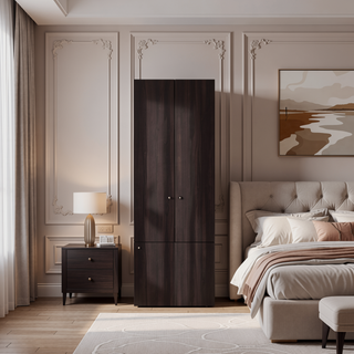 Sunvega Three-Door Cabinet with Three Shelves for Organizing Clothes and Linens