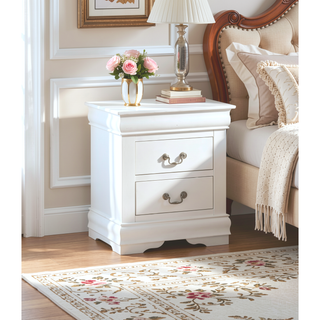 Sunvega Solid Wood Louis Philip Style Nightstand with Two Soft Close Drawers