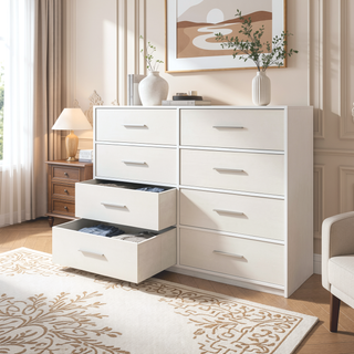 Sunvega 8-Drawer Dresser with Large Fabric Storage and Premium Wooden Frame