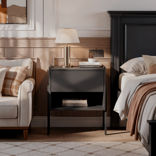 Sunvega Nightstand with Spacious Drawer and Open Shelf for Bedroom or Living Room