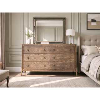 Sunvega 6 Drawer Dresser in Latte Finish with Elm Veneers and Softer Modern Design