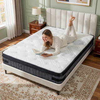 Sunvega 10 Inch Full Size Breathable Cool Cover Memory Foam Hybrid Mattress