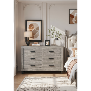 Sunvega Light Gray Finish Nightstand with Two Dovetail Drawers and Wood Construction