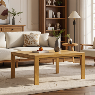 Sunvega 54-inch Square Transitional Solid Oak Veneer Dining Table for 8