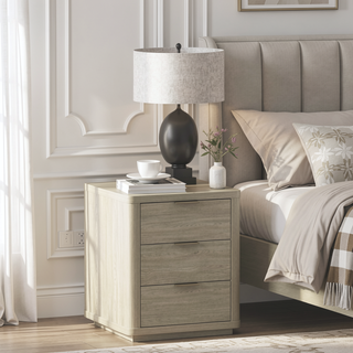 Sunvega Modern Charcoal Gray Nightstand with 3 Full Extension Drawers