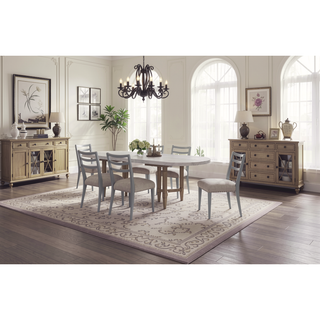 Sunvega Double Pedestal Dining Table with 20 Inch Leaf for Casual Dining