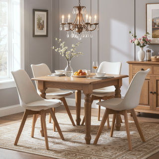 Sunvega Modern Style Dining Chairs with Wooden Legs and Thickened Cushion for Kitchen