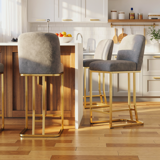 Sunvega Modern Bar Chairs Set of 2 with Soft Fabric and Anti-Slip Pads