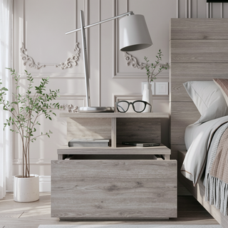 Sunvega Floating Nightstand with Drawer in Black Wengue Finish for Wall Assembly