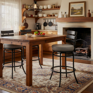 Sunvega Swivel Bar or Counter Stool with Gray Faux Leather and 360-Degree Rotation