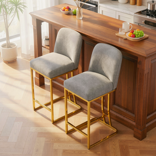 Sunvega Modern Bar Chairs Set of 2 with Soft Fabric and Anti-Slip Pads
