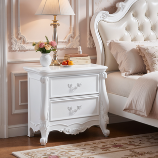 Sunvega Traditional Luxury Nightstand with 2 Drawers in Cherry Oak Finish