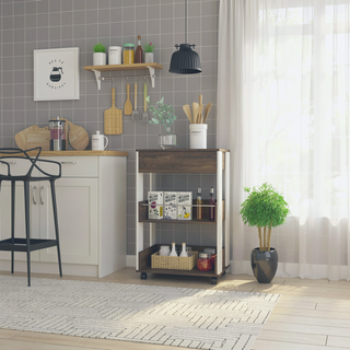Sunvega Kitchen Cart with One Drawer and Two Open Shelves for Storage