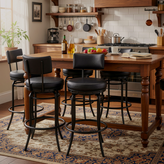Sunvega Mocha Brown Faux Leather Swivel Bar or Counter Stool with 250lb Capacity