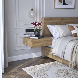 Sunvega Wall-Mounted Nightstand with Drawer for Bedroom and Living Room